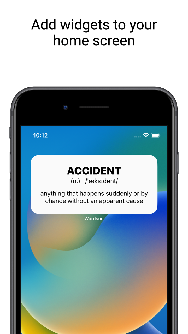 Wordson word of the day app screen with English vocabulary practice