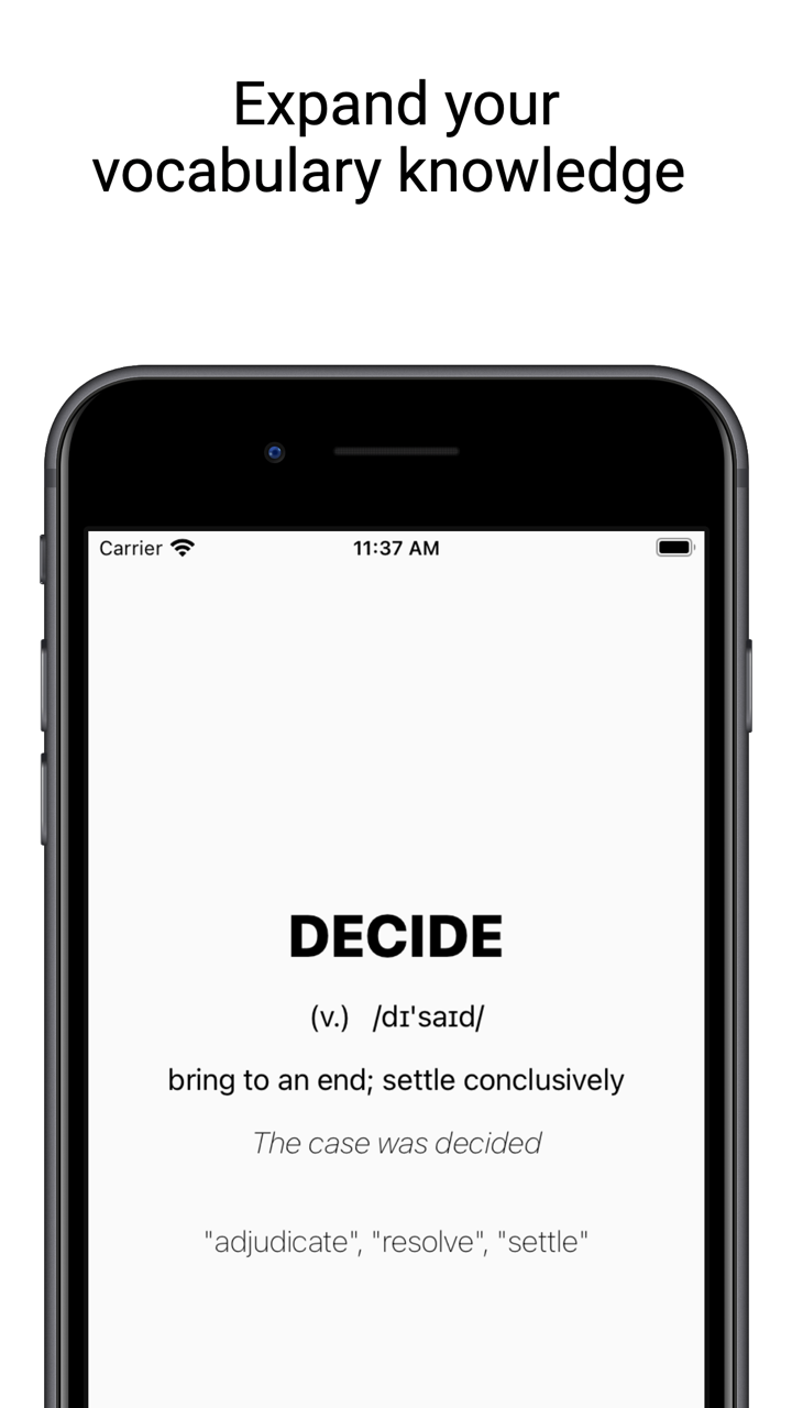 Wordson vocabulary definition and example screen