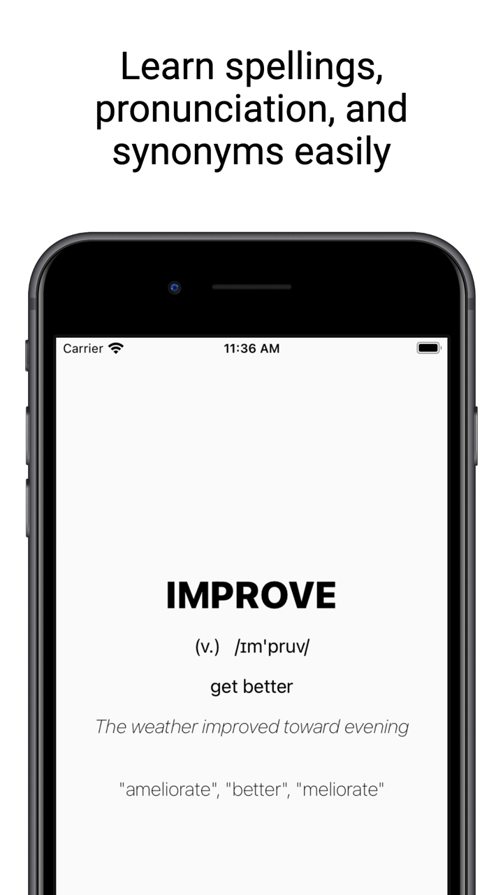 Wordson English vocabulary review screen
